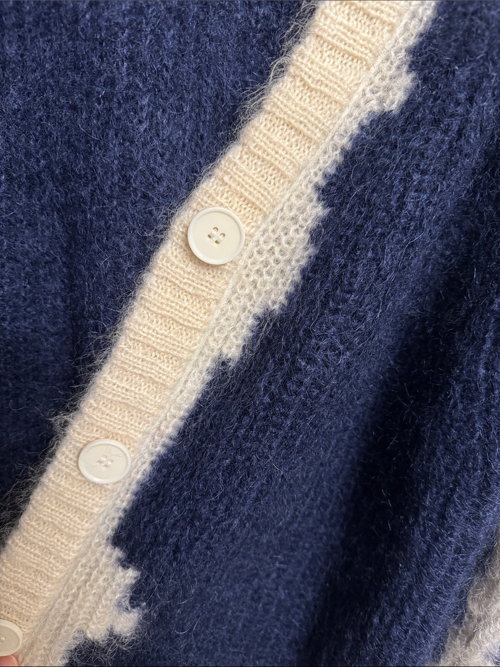 COS Navy & Cream Mohair-Blend Button Cardigan - Picture 5 of 5
